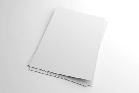 Blank 3D illustration stack of flyer or leaflet on white Stock-Illustration