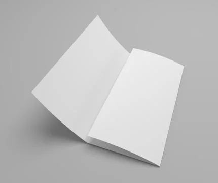 Blank 3d illustration tri fold brochure mockup with opened page Illustrazione stock