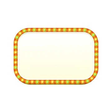 Blank 3d rectangular light banner with lights. Stock Illustration