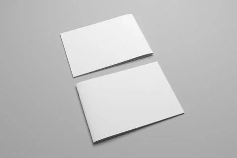 Blank 3D rendering brochure magazine on gray with clipping path No. 3 스톡 일러스트