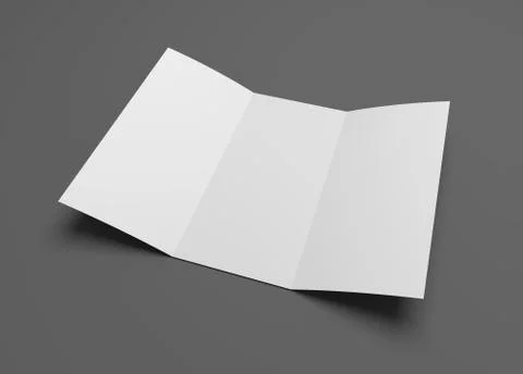 Blank 3d rendering tri-fold brochure mock-up. Illustrazione stock