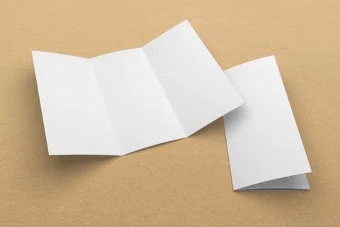 Blank 3D rendering tri-fold brochure mock-up with clipping path on texture No. 1 Stock-Illustration