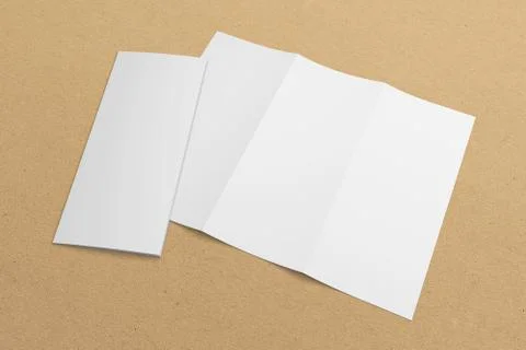 Blank 3D rendering tri-fold brochure mock-up with clipping path on texture No. 6 Stock-Illustration