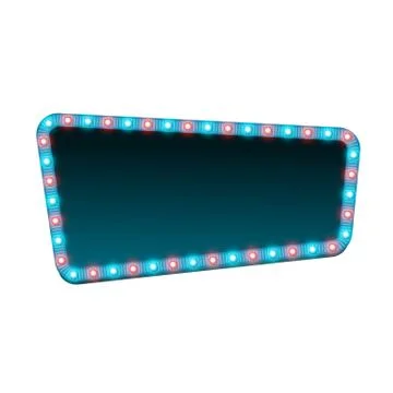 Blank 3d retro light banner with shining lights. Stock Illustration