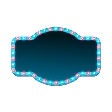 Blank 3d retro light banner with shining lights. Stock Illustration