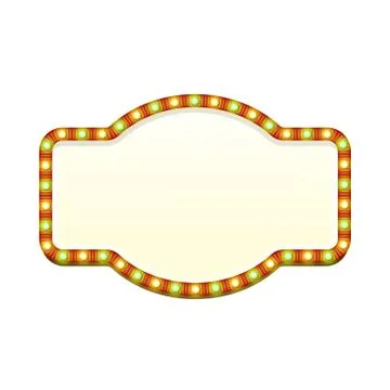 Blank 3d retro light banner with shining lights. Stock Illustration