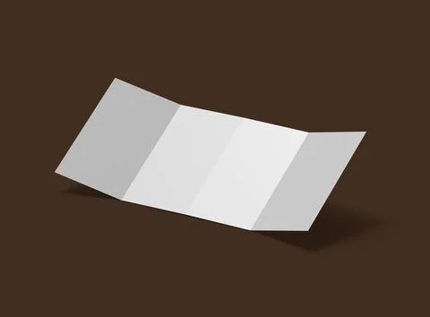 Blank 4-panel roll fold leaflet 3d render to present your design. Stock Illustration