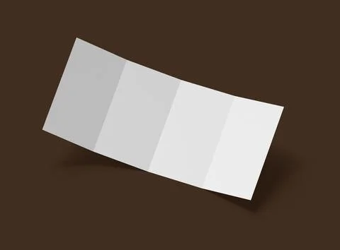 Blank 4-panel roll fold leaflet 3d render to present your design. Stock Illustration