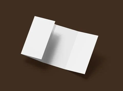 Blank 4-panel roll fold leaflet 3d render to present your design Stock Illustration
