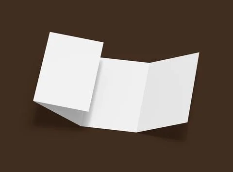 Blank 4-panel roll fold leaflet 3d render to present your design. Stock Illustration