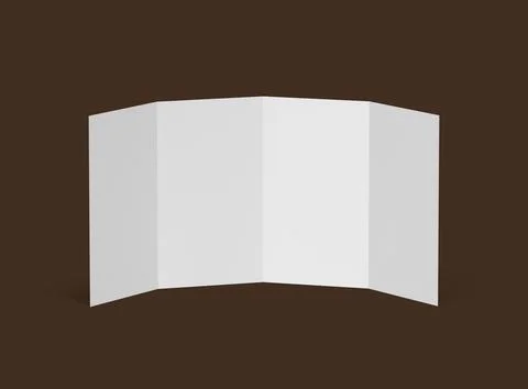 Blank 4-panel roll fold leaflet 3d render to present your design Stock Illustration