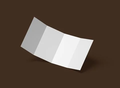 Blank 4-panel roll fold leaflet 3d render to present your design Stock Illustration
