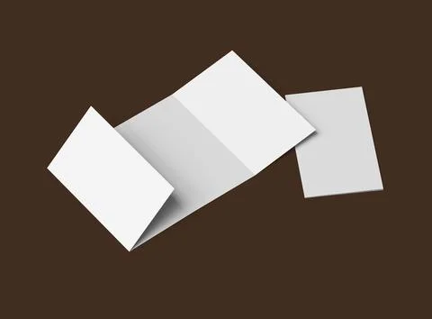 Blank 4-panel roll fold leaflet 3d render to present your design Stock Illustration