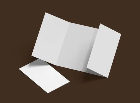 Blank 4-panel roll fold leaflet 3d render to present your design Stock Illustration