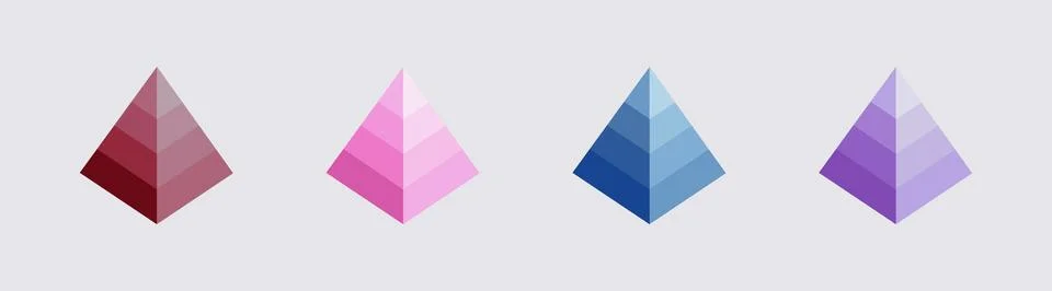 Blank 4 tier pyramid chart vector concept designs Stock Illustration