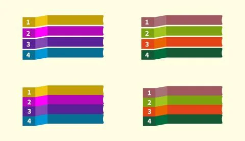 Blank 4 tier pyramid chart vector concepts set. Blank four level chart Stock Illustration