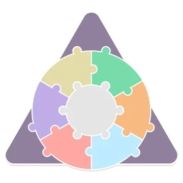 Blank 6-Step Puzzle Infographic Vector Template Stock Illustration
