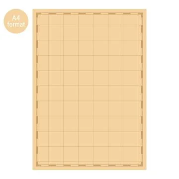 Blank A4 format map grid template with dashed nautical border Illustrazione stock