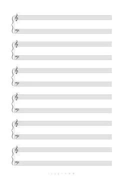 Blank A4 music notes Blank A4 music notes with treble and bass clef. Vecto... Stock Photos