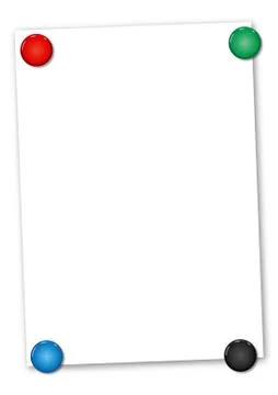 Blank A4 paper fixed with colored magnets 스톡 일러스트
