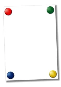 Blank A4 paper fixed with colored magnets 스톡 일러스트