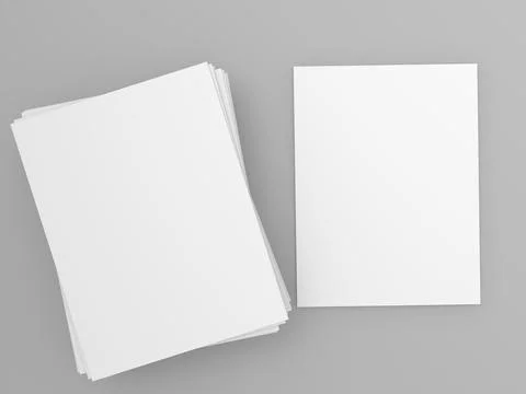 Blank A4 paper template sheets on gray background. Stock Illustration