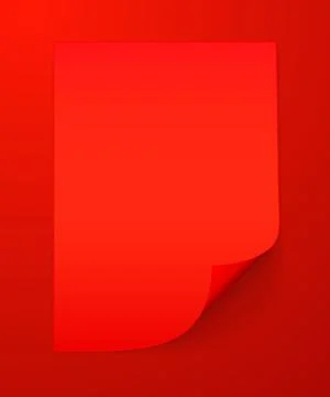 Blank A4 sheet of red paper with curled corner and shadow, template for your  Stock Illustration