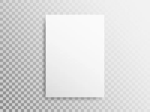 Blank A4 sheet on transparent background. White paper with the shadow Stock Illustration