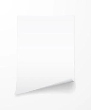 Blank A4 sheet of white paper with curled corner and shadow, template for you Stock Illustration