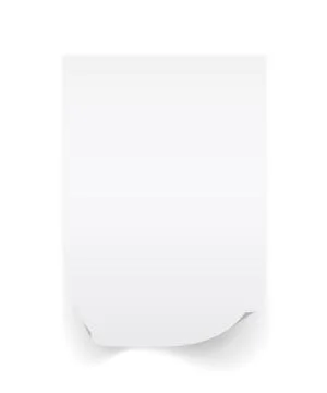 Blank A4 sheet of white paper with curled corner and shadow, template for you Illustrazione stock