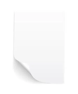 Blank A4 sheet of white paper with curled corner and shadow, template for you Stock Illustration