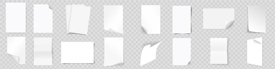 Blank A4 sheet of white paper with curled corner with shadow, empty paper s.. Stock Illustration