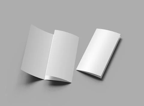 Blank A4 Trifold booklet template for presenting your design. 3d rendering Stock Illustration