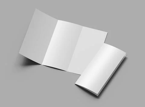 Blank A4 Trifold booklet template for presenting your design. 3d rendering Stock Illustration