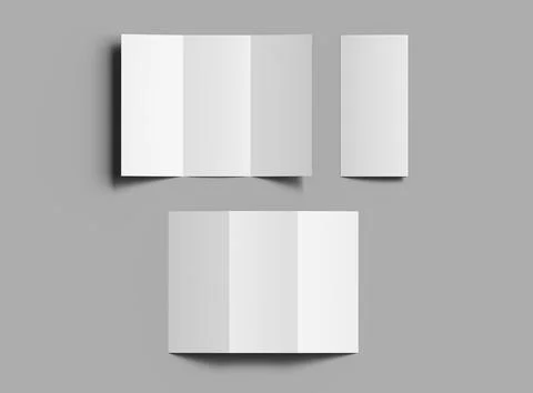 Blank A4 Trifold booklet template for presenting your design. 3d rendering Stock Illustration