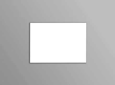 Blank A4 white flyer template paper on grey background with soft shadows. R.. 스톡 사진