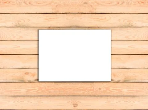 Blank A4 white flyer template paper on wooden background with soft shadows... Stock Photos