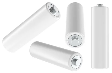 Blank AA Batteries Mockup in Multiple Angles. 3D Rendering Stock Illustration