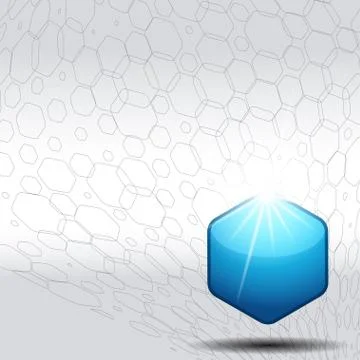 Blank of abstract gradient gray background with hexagon net, shape and glow. Stock Illustration