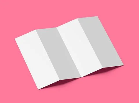Blank accordion 4 panel fold US letter size leaflet renders Stock Illustration