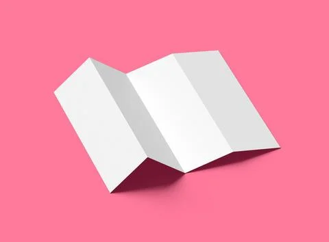 Blank accordion 4 panel fold US letter size leaflet renders Stock Illustration