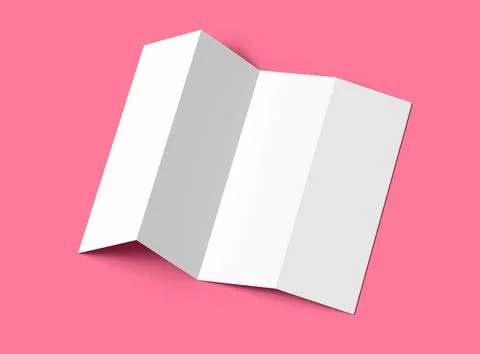 Blank accordion 4 panel fold US letter size leaflet renders Stock Illustration