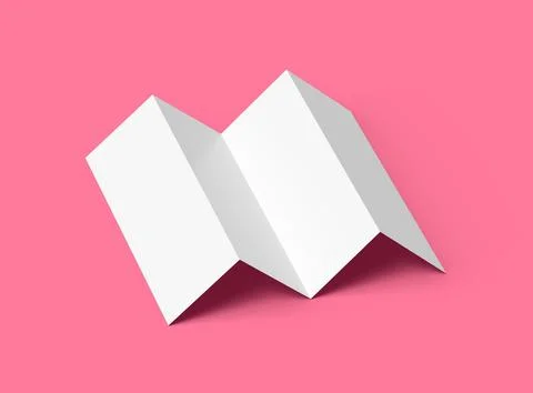 Blank accordion 4 panel fold US letter size leaflet renders Stock Illustration