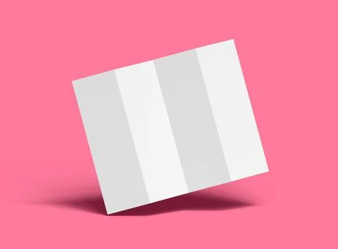Blank accordion 4 panel fold US letter size leaflet renders Stock Illustration