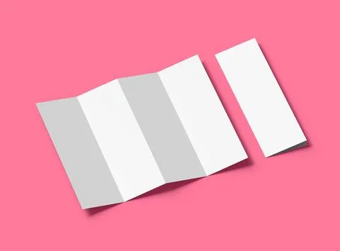 Blank accordion 4 panel fold US letter size leaflet renders Stock Illustration
