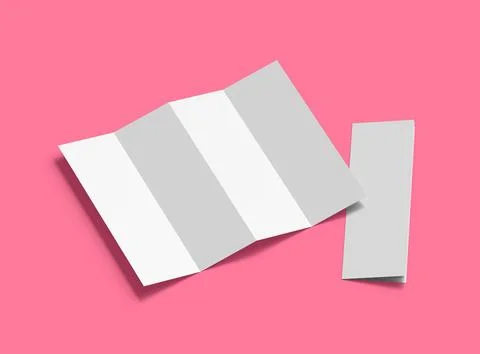 Blank accordion 4 panel fold US letter size leaflet renders Stock Illustration
