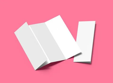 Blank accordion 4 panel fold US letter size leaflet renders Stock Illustration