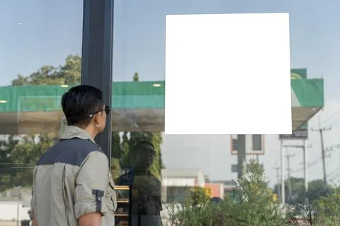 Blank advertising panel. Mock up menu frame standing in Bar restaurant cafe.. Stock Photos