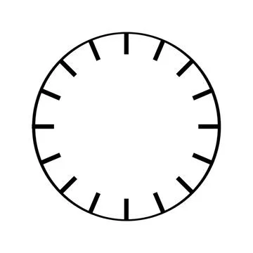 Blank analog clock dial with twelve hour markings Stock Illustration