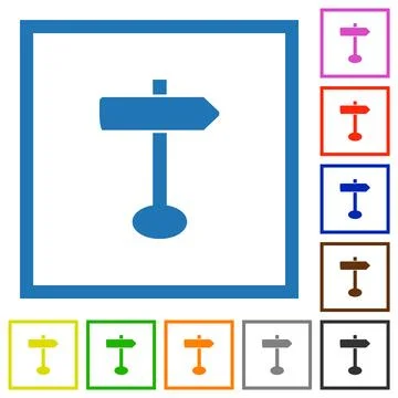 Blank arrow sign post solid flat framed icons Stockillustratie